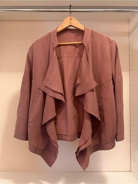 Women's Draped Open-Front Jacket - Mauve